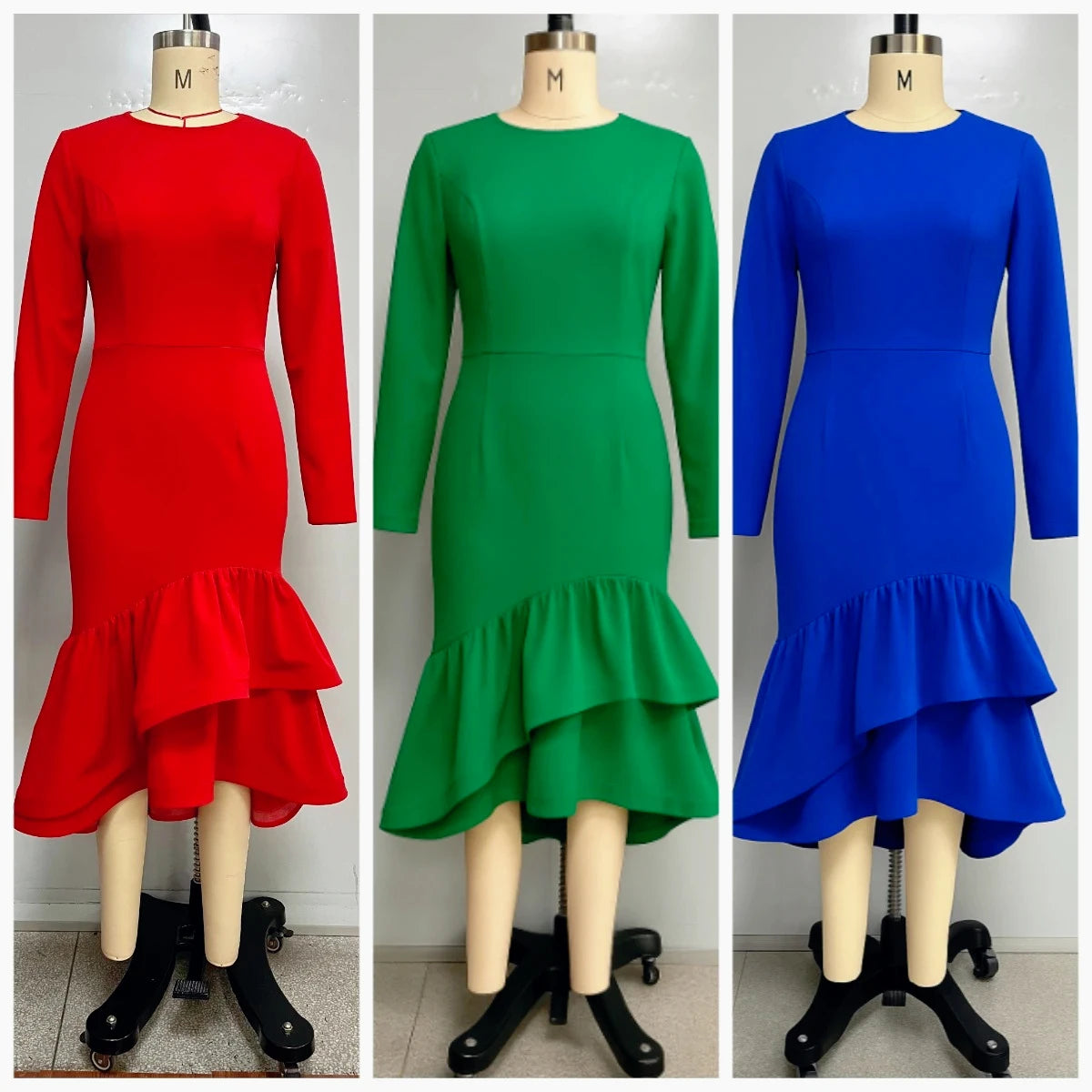 Elegant Church Dresses Long Sleeves Mermaid Ruffles for Women Office Ladies Work Business Party Fashion Autumn 2025 New African