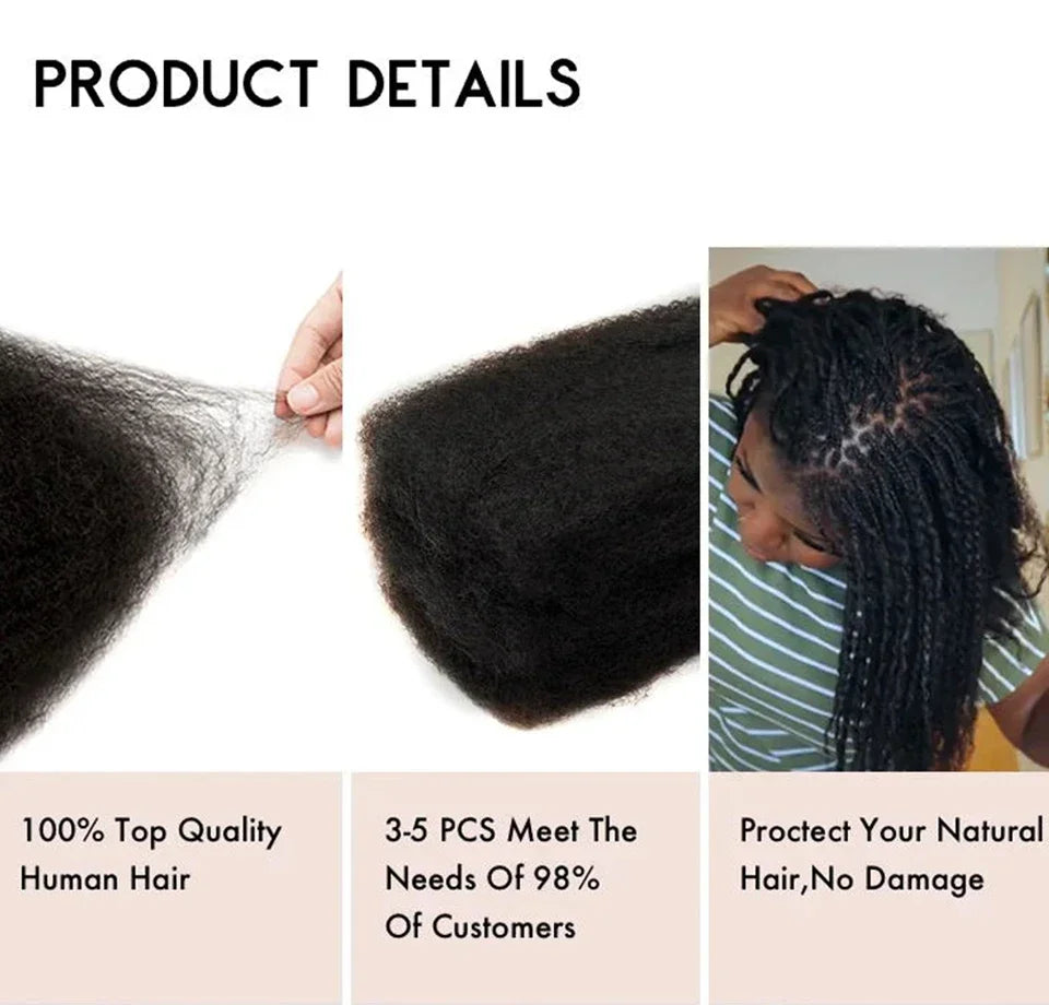 Best 100% Afro Kinky Bulk Hair Virgin Remy Human Hair  No Attachment for Braiding Mini Twist Dreadlock BraidsTop Quality