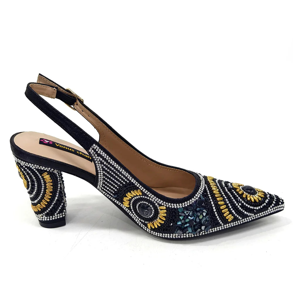 2025 Fashion Newest Arrival Orange Pointed Toe Women Sandals Shoes Matching Bag Set for Ladies Wedding Party Pump