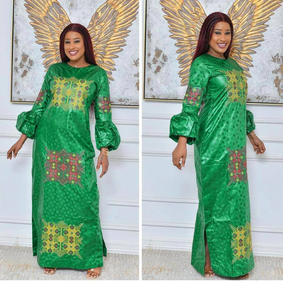 African Dresses For Women Luxury Boubou Material Rich Embroidery Design Long Dress With Scarf