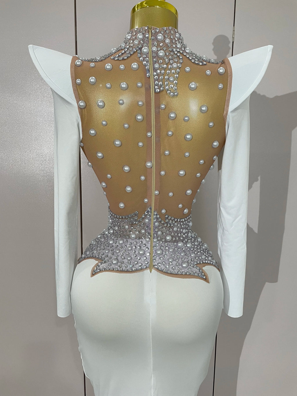 Sparkly Diamonds Pearl Black Sexy See Through Mesh Long Dress Women Wedding Evening Luxury Birthday Party Stage Photoshoot Dress