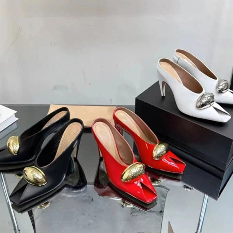 Show Style 10.5c High Heel Fish Mouth Sandals Spring Summer Black White Fashion Sexy Professional Commuter Women Shoes  Size 43