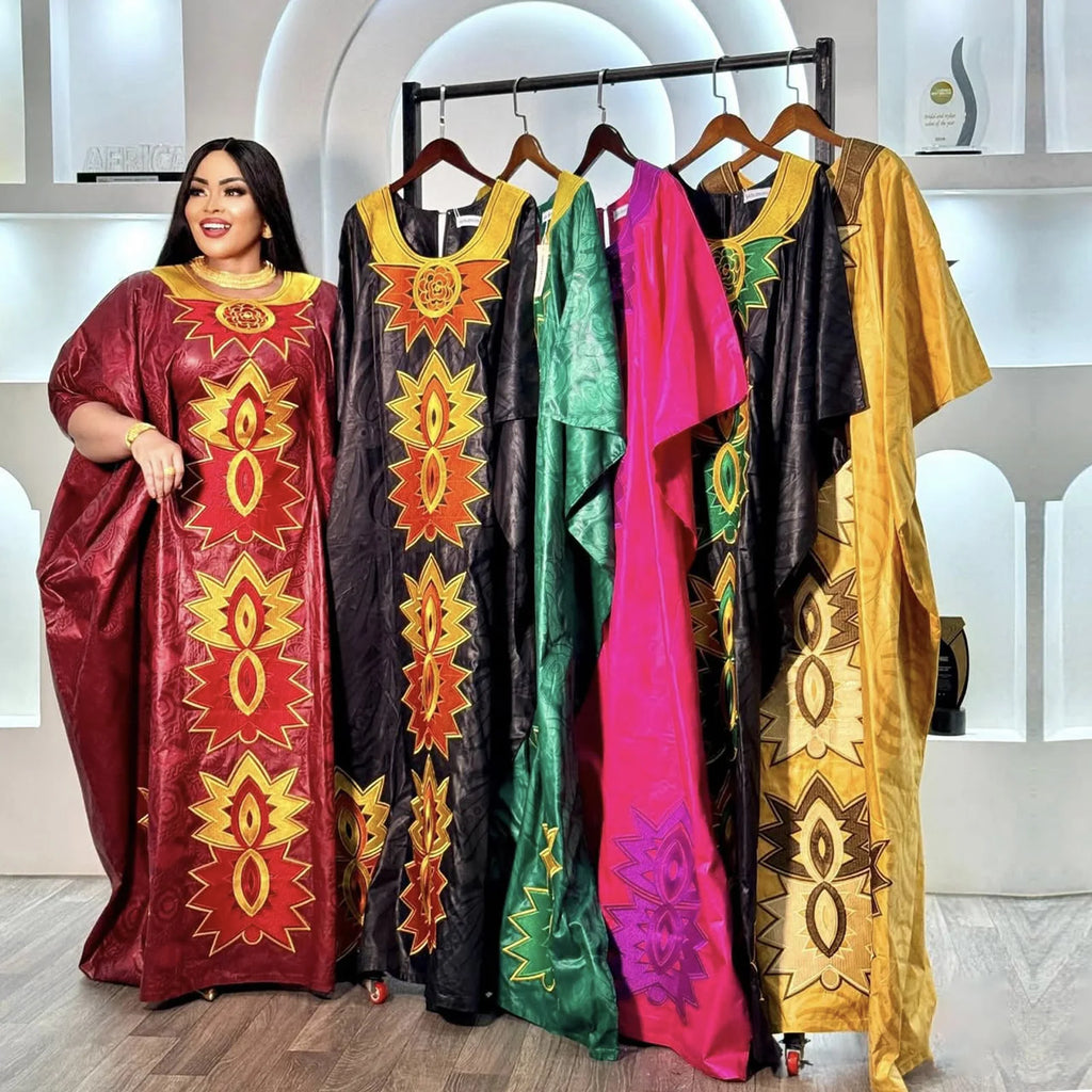African Attire For Women Abaya Embroidery Plus Size Elegant Party Church Dress