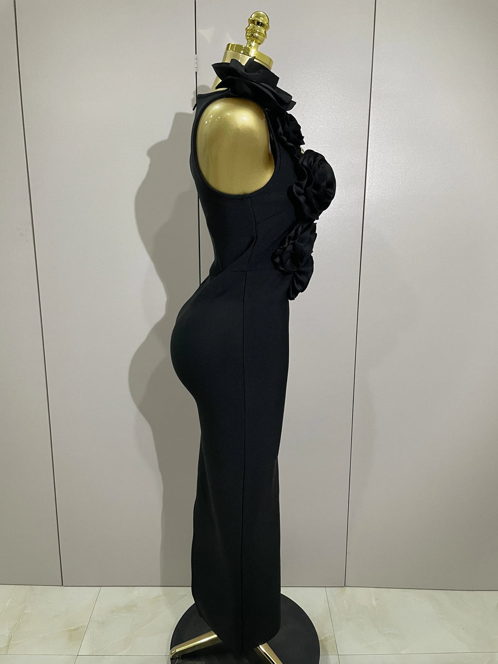 2025 Sexy Fashion Black 3D Flower Sleeveless Bodycon Long Bandage Dress Women Celebrity Elegant Party Birthday Dress Vestidos