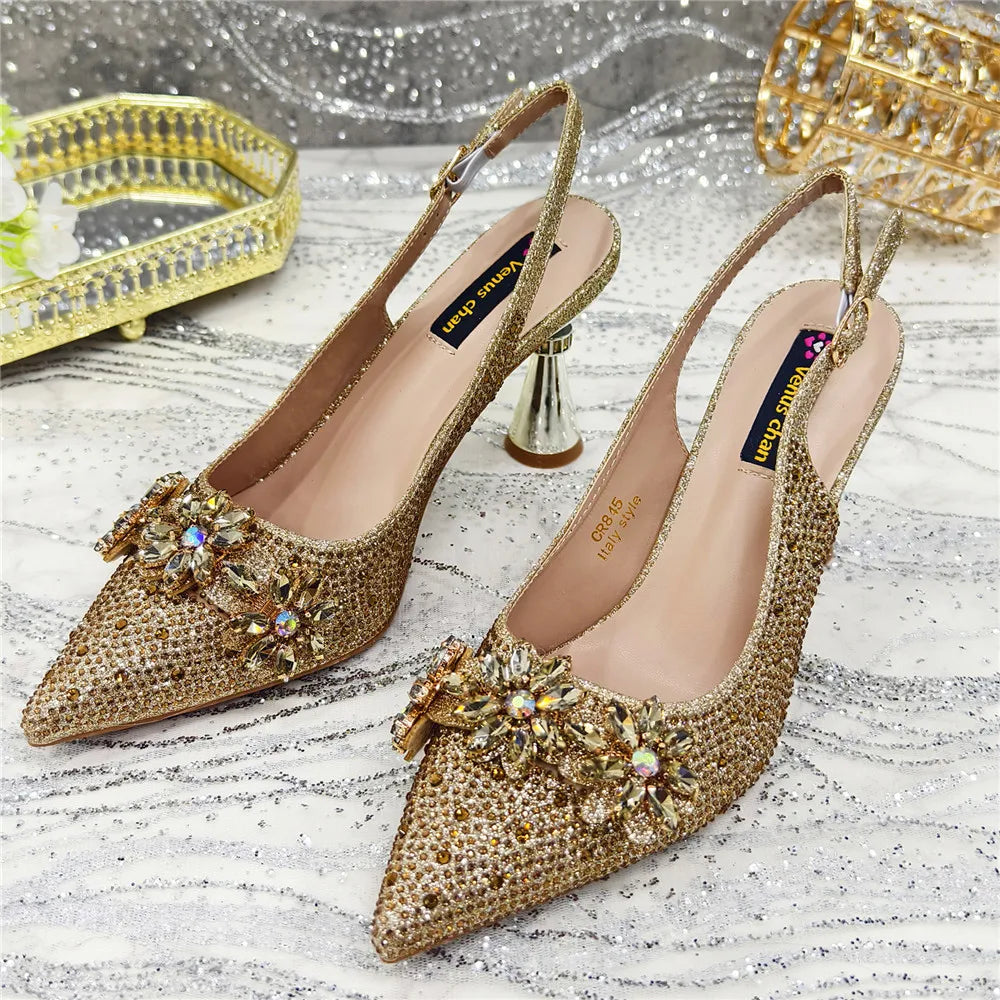 Latest Design Shoes for Women 2025 Designer Luxury Wedding Shoes Bride Party Pumps Decorated with Rhinestone Ladies Sandals