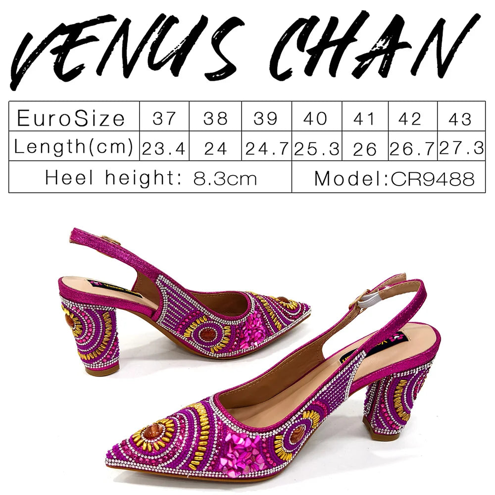 2025 Fashion Newest Arrival Orange Pointed Toe Women Sandals Shoes Matching Bag Set for Ladies Wedding Party Pump