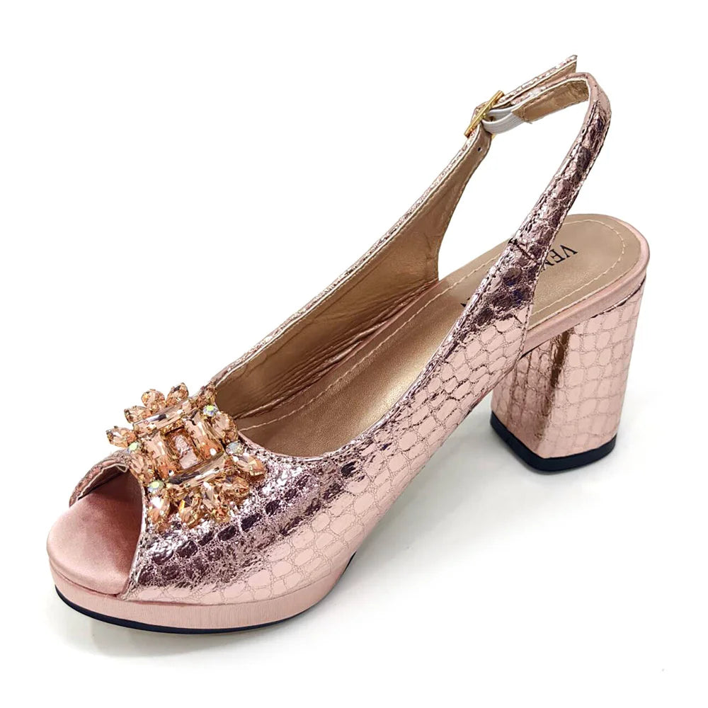 New Arrival Purple Colour Shoe and Bag Set Luxury Designer Shoes Women Matching Wedding Shoes and Bags Decorated With Rhinestone