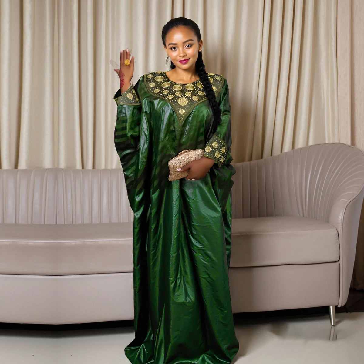 African Attire For Women Abaya Embroidery Plus Size Elegant Party Church Dress