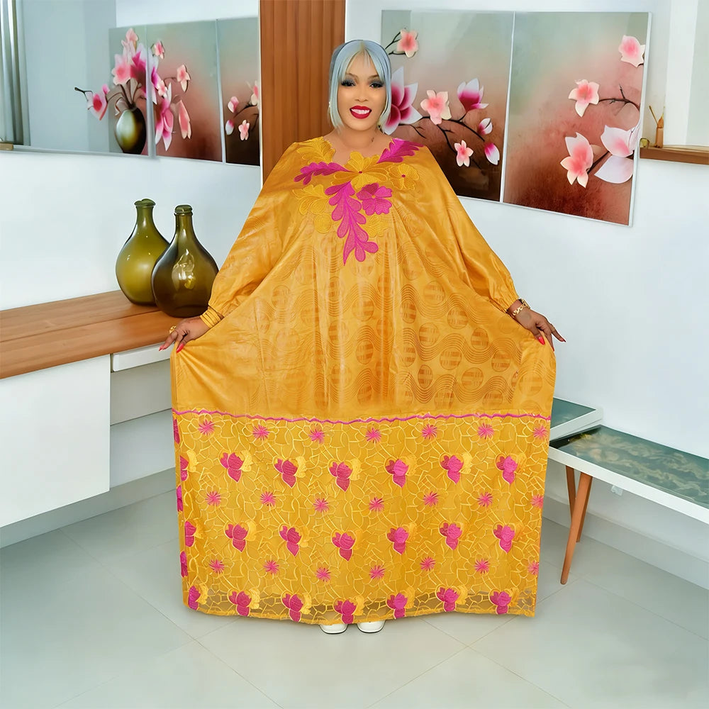 African Dresses for Women Dashiki Traditional Embroidery Bazin Gown Ankara White Robes Nigeria Wedding Evening Party Dress