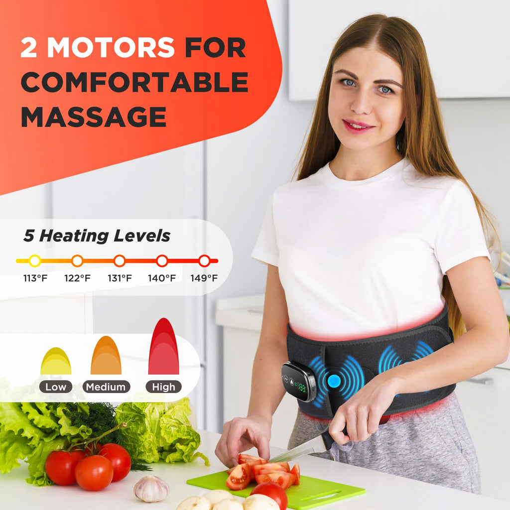 Electric Heating Waist Massager,Vibration Hot Compress Massage Belt,Lumbar Decompression Brace,Lower Back Support,Muscle Relax