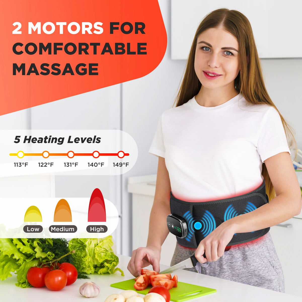 Electric Heating Waist Massager,Vibration Hot Compress Massage Belt,Lumbar Decompression Brace,Lower Back Support,Muscle Relax