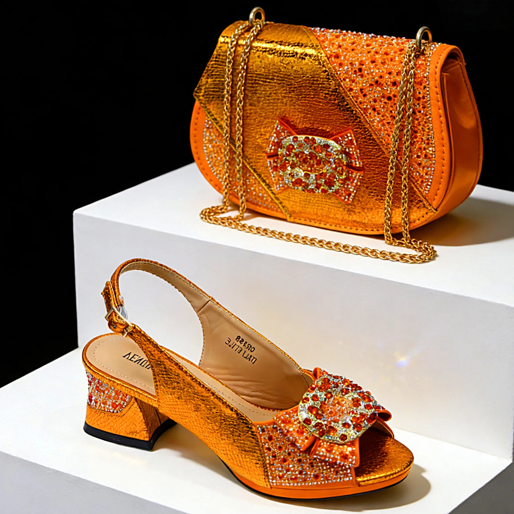 Venus Chan 2026 Elegant Rhinestone Peep Toe High Heels for Women - Italian Design Purple Sandals with Matching Handbags