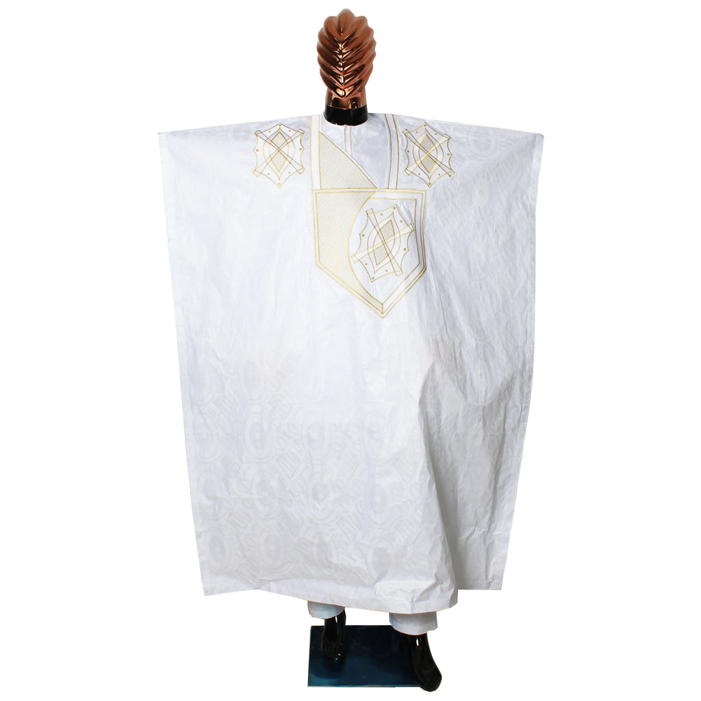 African Clothing For Men Traditional Bazin Riche Embroidery Design Top Long Sleeve 3 Piece Set