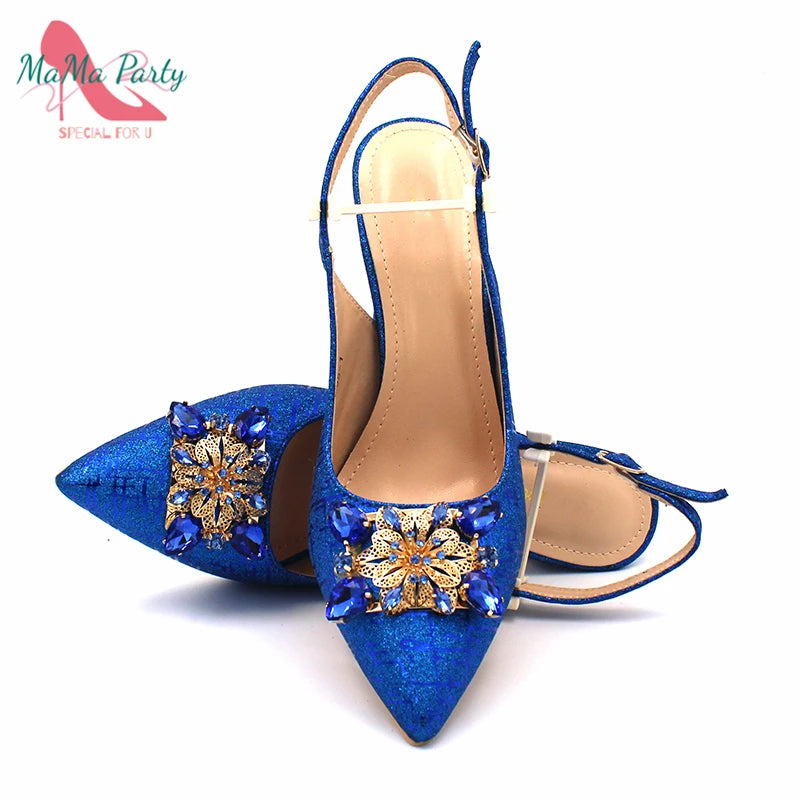Nigerian Women Shoes and Bag Set in Gold Color High Quality New Arrivals Classics Style for Garden Party