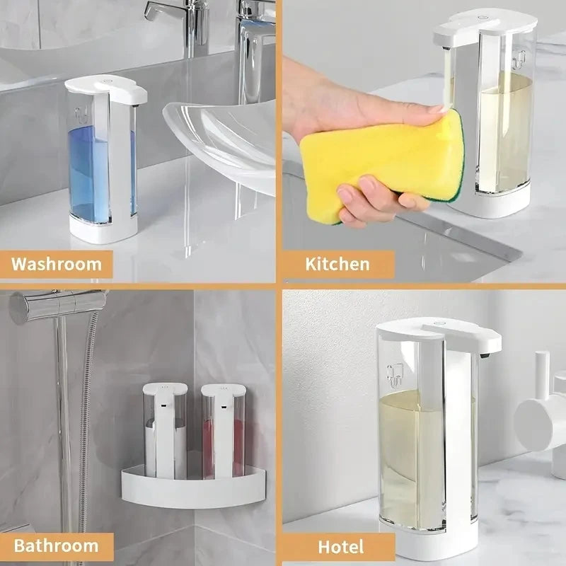 500ML Touchless Transparent Bottle IPX5 Waterproof USB Rechargeable New Electric Infrared Automatic Sensor Liquid Soap Dispenser
