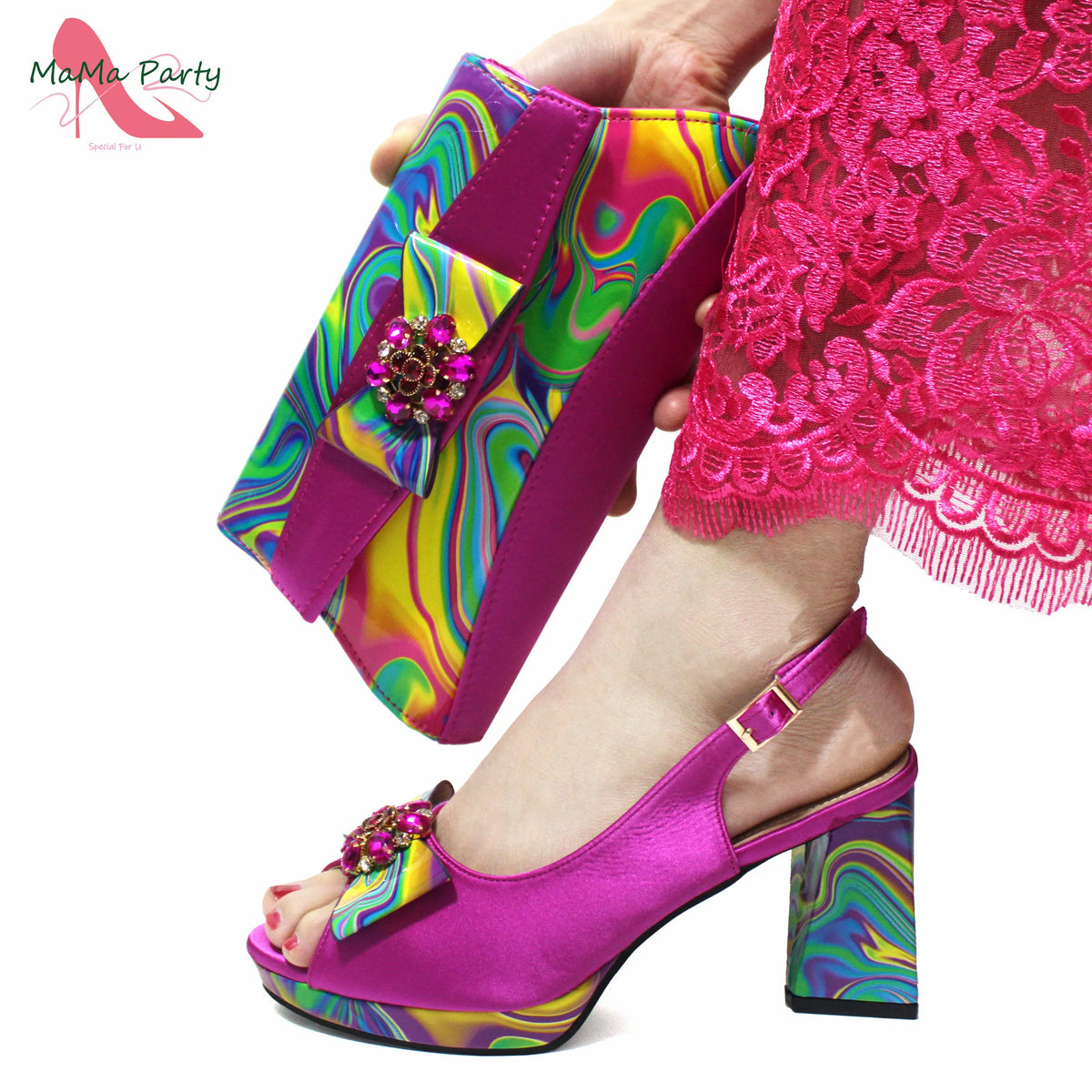 2024 Appliques Specials Italian Design Nigerian Women Shoes Matching Bag Set in Green Color INS Hot Sale Sandals