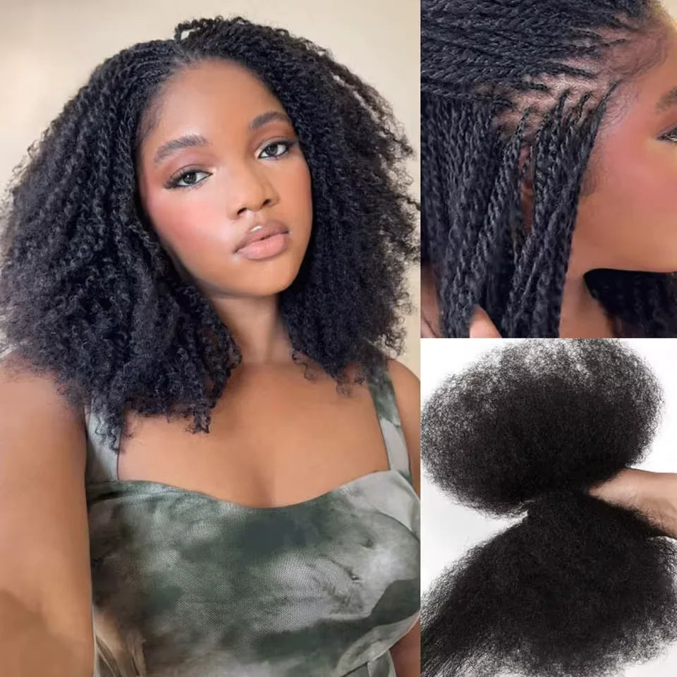 Afro Kinky Bulk QVR Human Hair For Mini Twist Braiding Loc Extensions & Crochet afro Kinky Curly bulk Hair For Dreadlocks 50g