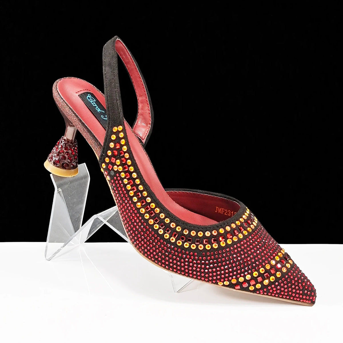 QSGFC New Italian Pumps and Bag To Party 2024 INS Style Pointed-Toe Rhinestone Elegant High Heels Champagne Wedge for Women