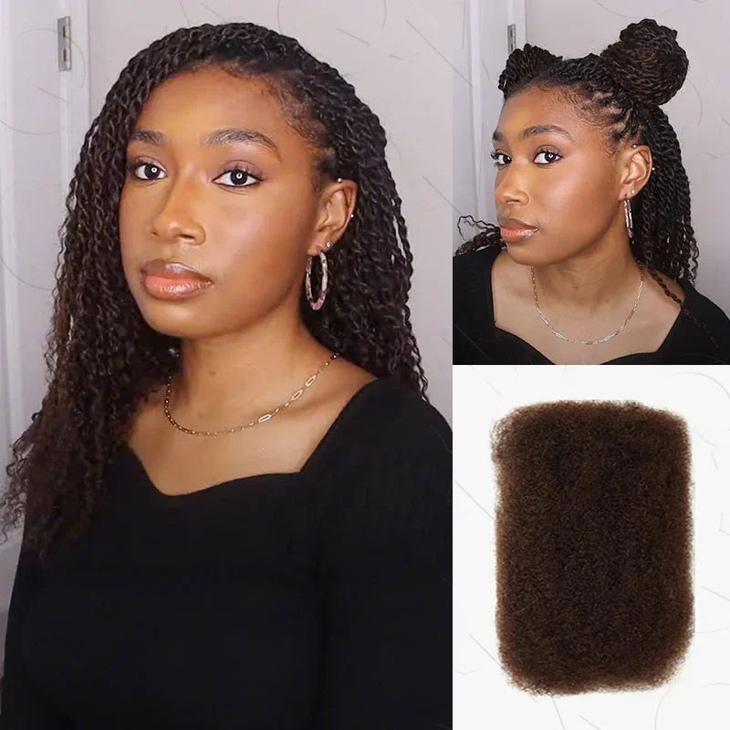 Afro Kinky Bulk QVR Human Hair For Mini Twist Braiding Loc Extensions & Crochet afro Kinky Curly bulk Hair For Dreadlocks 50g