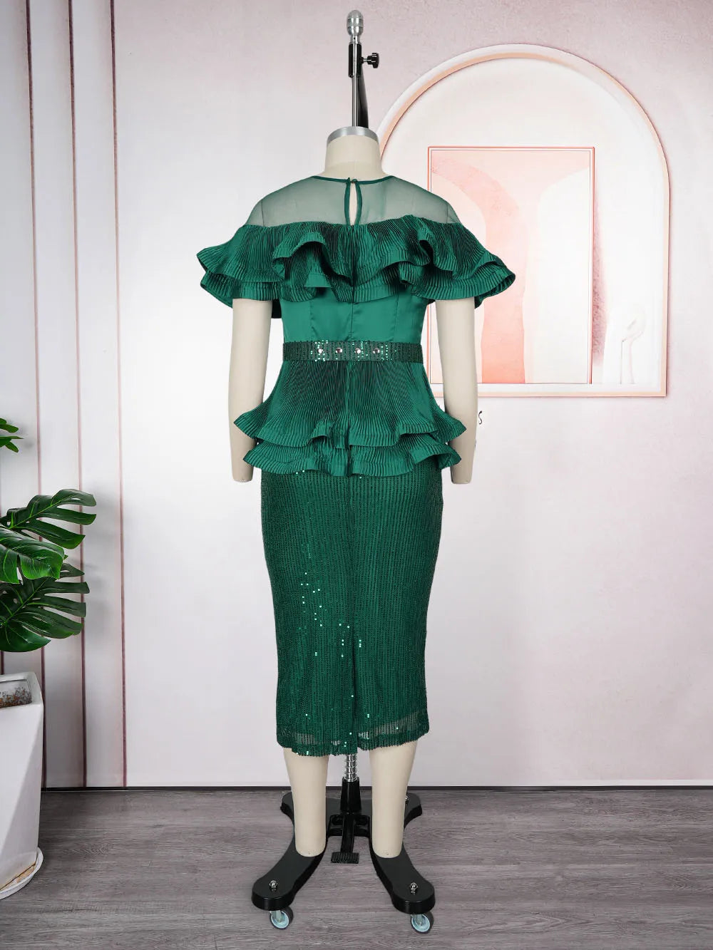 Elegant African Dresses for Women 2025 New Fashion Ruffle Wedding Party Long Dress Plus Size Turkey Sequin Evening Gown