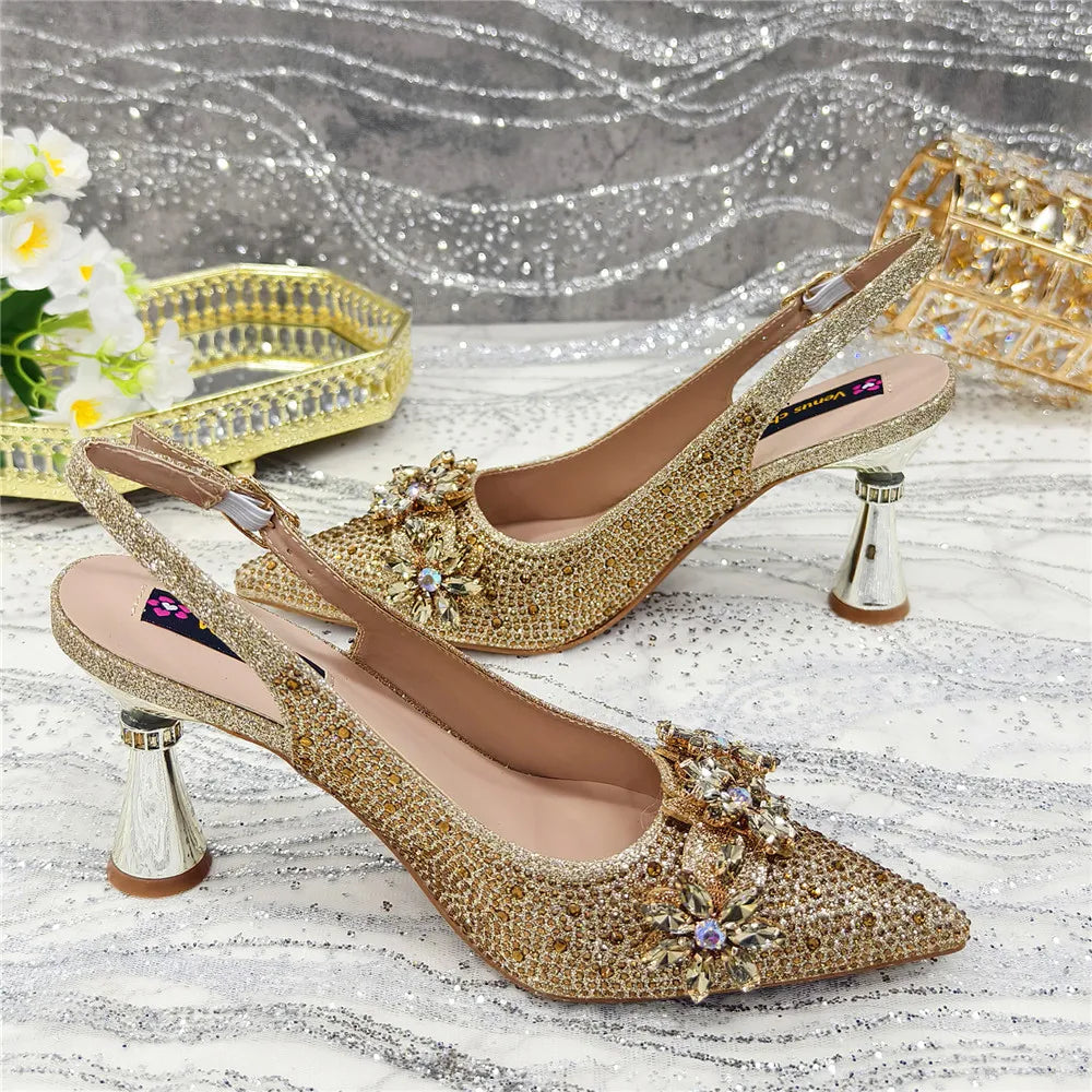 Latest Design Shoes for Women 2025 Designer Luxury Wedding Shoes Bride Party Pumps Decorated with Rhinestone Ladies Sandals