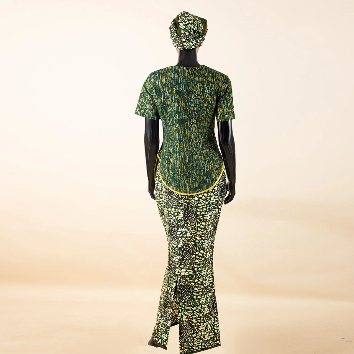 African Women Skirt Set Luxury Gown Short Sleeve Slit Top and Slim Skirt Vestidos with Headwrap Wedding Dress 2526056