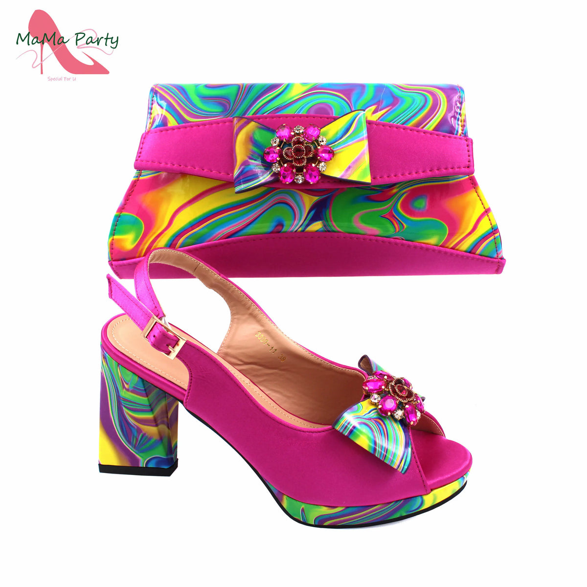 2024 Appliques Specials Italian Design Nigerian Women Shoes Matching Bag Set in Green Color INS Hot Sale Sandals