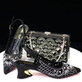 2024 Black Color Newest INS Style Elegant Party High Heels Nigeria Popular Design African Ladies Shoes And Bag Set