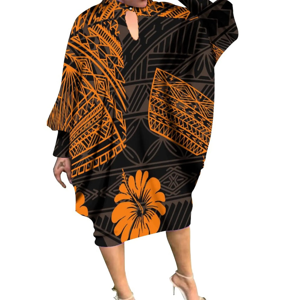 New Arrivals Polynesian Women Clothing Pacific Island Batwing Sleeve Casual Dresses Custom O Neck Samoan Dress