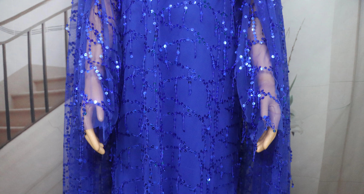 New Design Elegant African Dresses two-piece dress Luxury African Dress Mesh sequins Dresses African Women