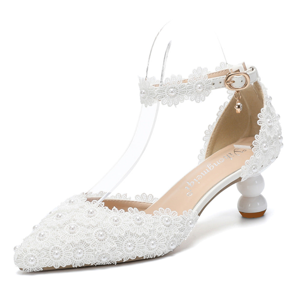 New 5cm Rhinestone shoes buckle round heel blue pointed Crystal Wedding sandals social dance Prom shoes Latin  shoes size 35-43