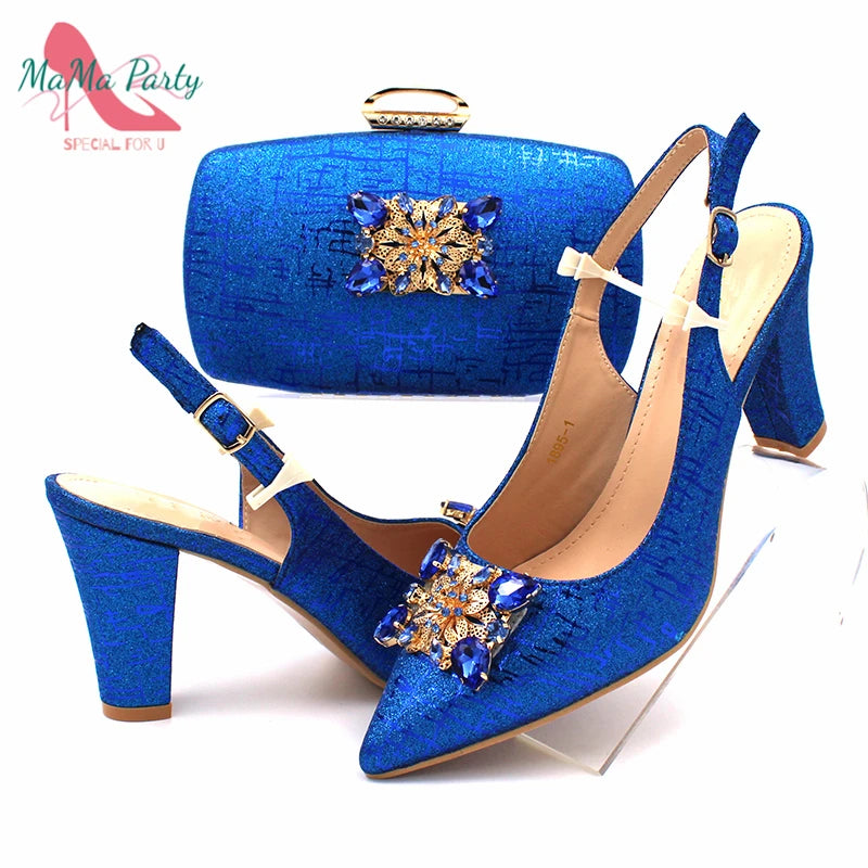 Nigerian Women Shoes and Bag Set in Gold Color High Quality New Arrivals Classics Style for Garden Party