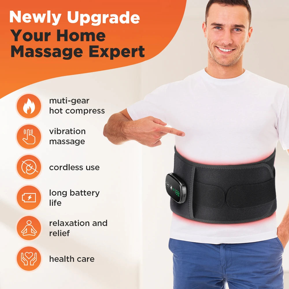 Electric Heating Waist Massager,Vibration Hot Compress Massage Belt,Lumbar Decompression Brace,Lower Back Support,Muscle Relax