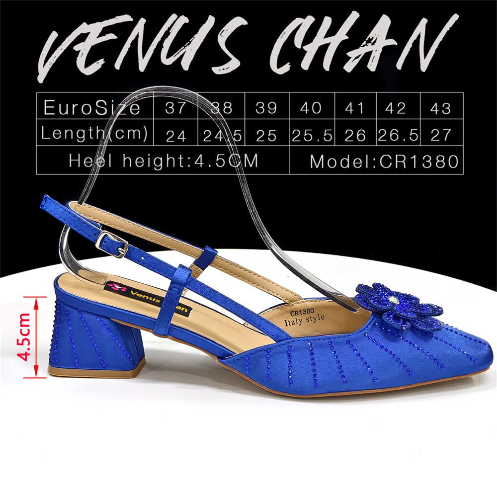 Venus Chan Italian Fashion Women's Elegant Orange Heels & Rhinestone Clutch Bag Set – Perfect for Parties and Special Occasions