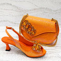 2025 Newest INS Style Gold Color Elegant Women High Heels Nigeria Popular Designer African Ladies Shoes And Bag Set