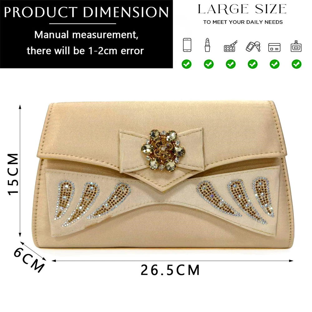 Venus Chan Italian Shoes and Bags Matching Set 2024 Peep Toe High Heels Peach Colour Bow Rhinestones Women Shoes for Party