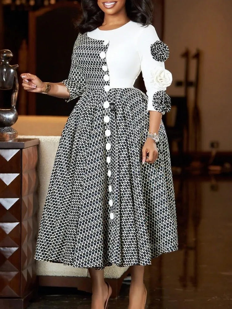 African Dresses For Women Elegant Polyester Muslim Fashion Abayas Dashiki Robe Kaftan Long Maxi Dress Turkish Africa 2025 New