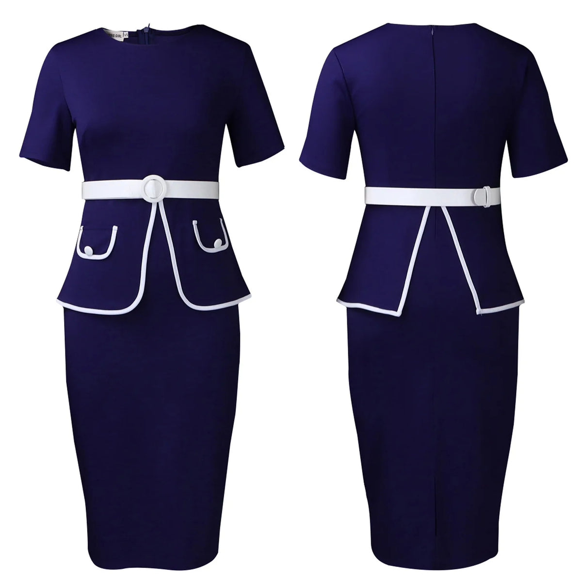 Elegant Fashionable Stretchy Short Sleeve Wrap Body Midi Dress Large Size African Style Commute Dress High Waist Skirt