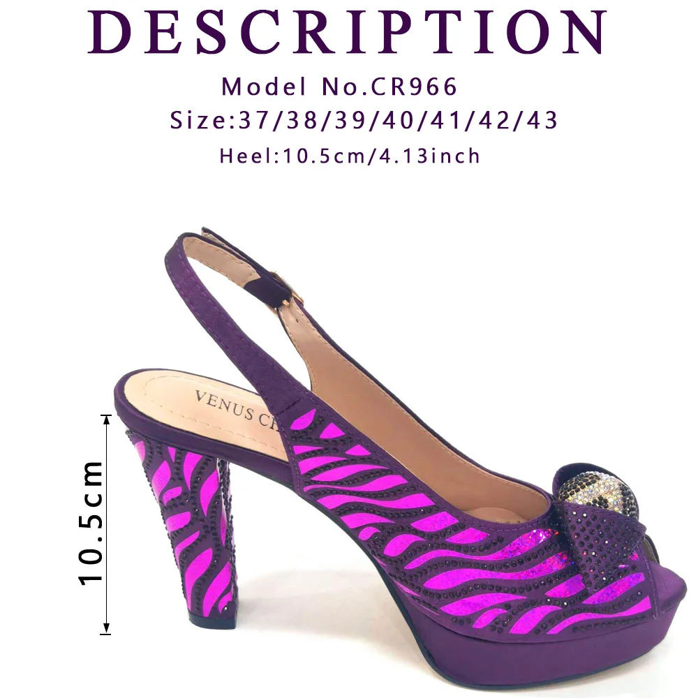 Venus Chan 2024 Newest Arrival Wine Red Color Peep Toe Women Sandals Shoes Matching Bag Set For Ladies Wedding Party Pump