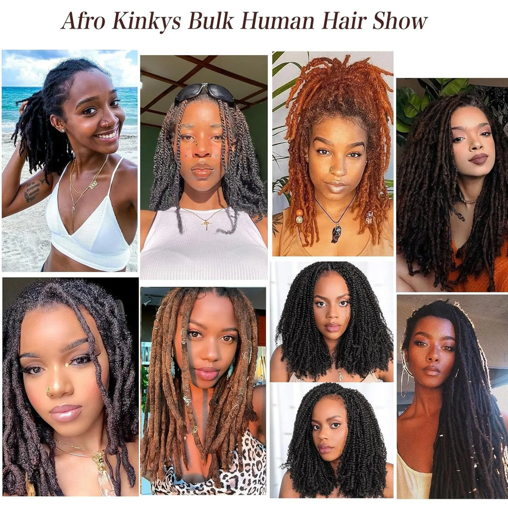 10-18Inch 4C Afro Kinky Bulk Human Hair Extensions No Weft 30 or 50g/Pack Brazilian Remy Bulk for Locs Micro Twist Braiding Hair