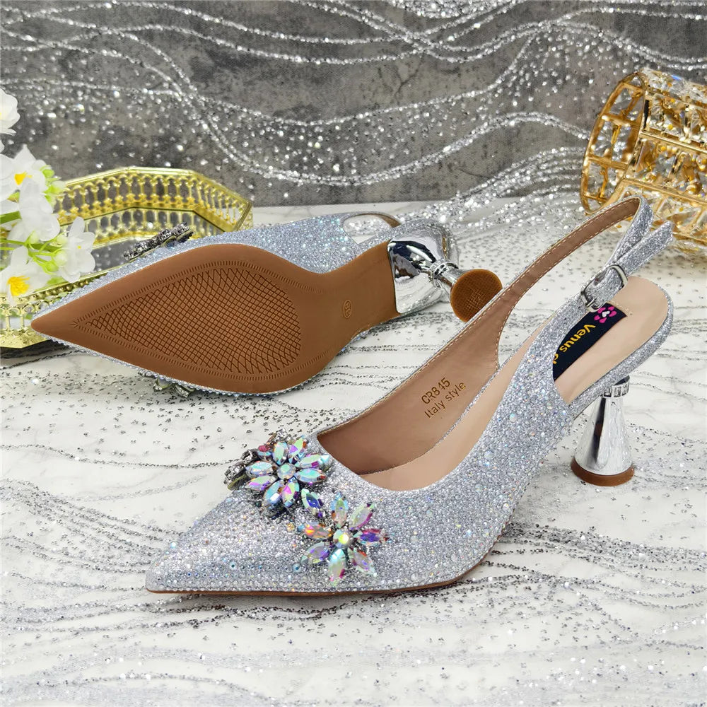 Latest Design Shoes for Women 2025 Designer Luxury Wedding Shoes Bride Party Pumps Decorated with Rhinestone Ladies Sandals