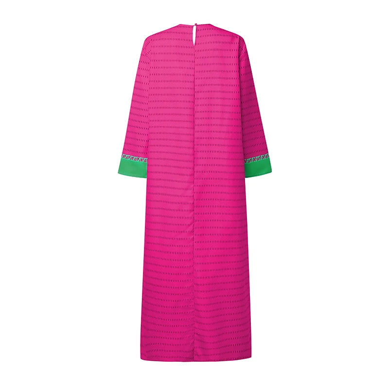 VONDA Plus Size 5XL Bohemian Women Long Sleeve Maxi Dresses 2026 Autumn V-Neck Casual Loose Print Party Vestidos Vintage Robe