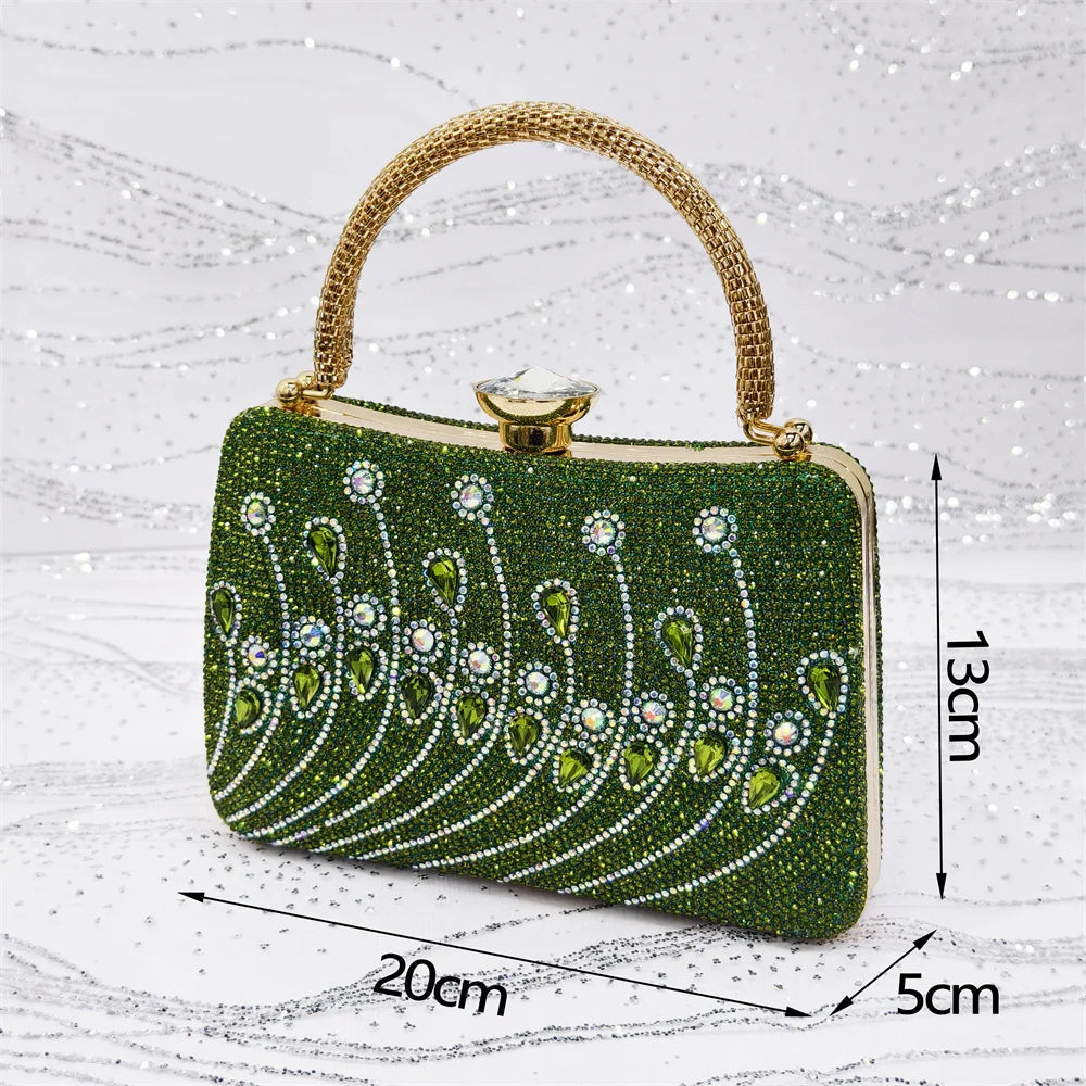 Elegant Italian Rhinestone Pointed-Toe High Heel Shoes with Matching Handbag Set - Stylish & Comfortable Women's Footwear