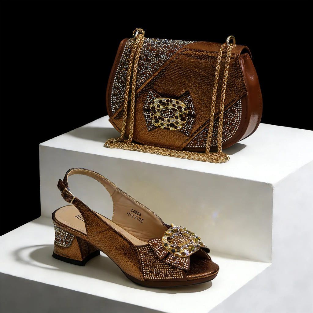 Venus Chan 2026 Elegant Rhinestone Peep Toe High Heels for Women - Italian Design Purple Sandals with Matching Handbags