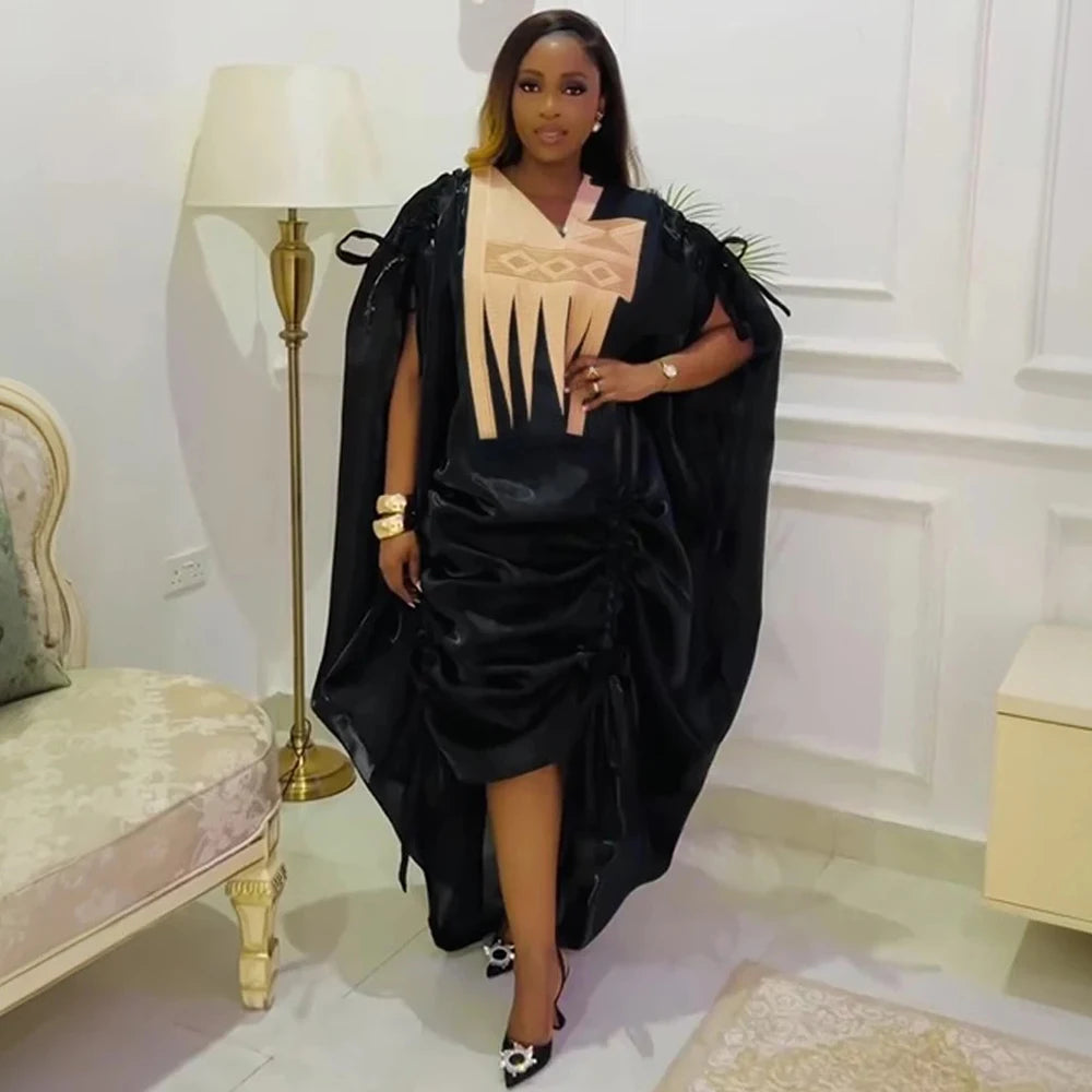 Traditional African Dresses For Women Dubai Turkey Kaftan Abayas Party Prom Birthday Evening Long Dress 2 PCS Set Clothes Boubou