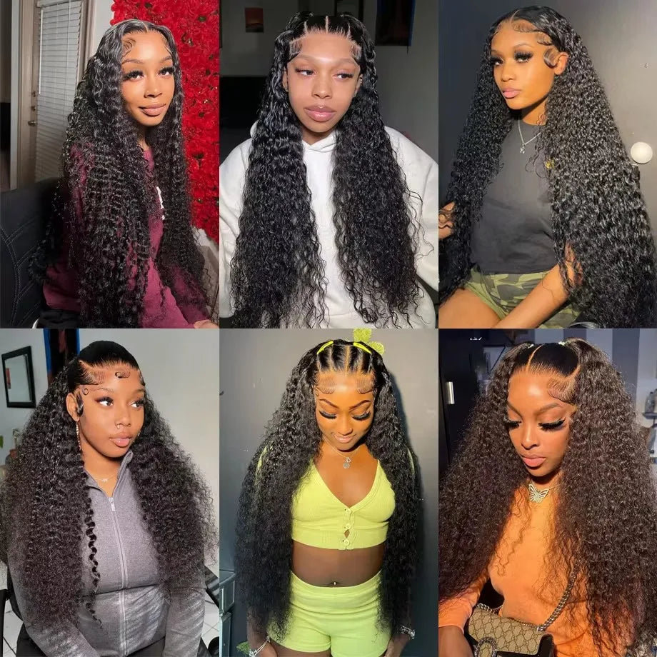 Long Deep Wave 13X4 Lace Front Synthetic Wig For Women Natural Hairline Baby Hair Preplucked Bleach Knots Cosplay Daily Party