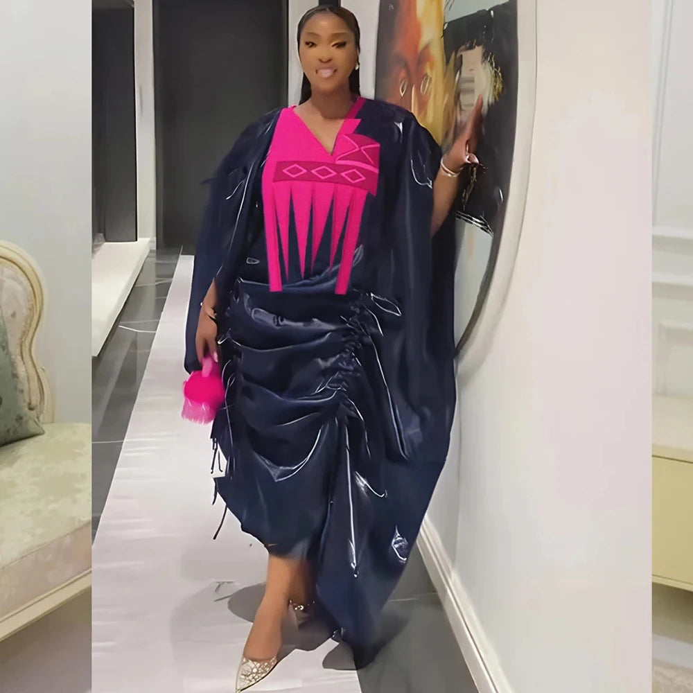 Traditional African Dresses For Women Dubai Turkey Kaftan Abayas Party Prom Birthday Evening Long Dress 2 PCS Set Clothes Boubou