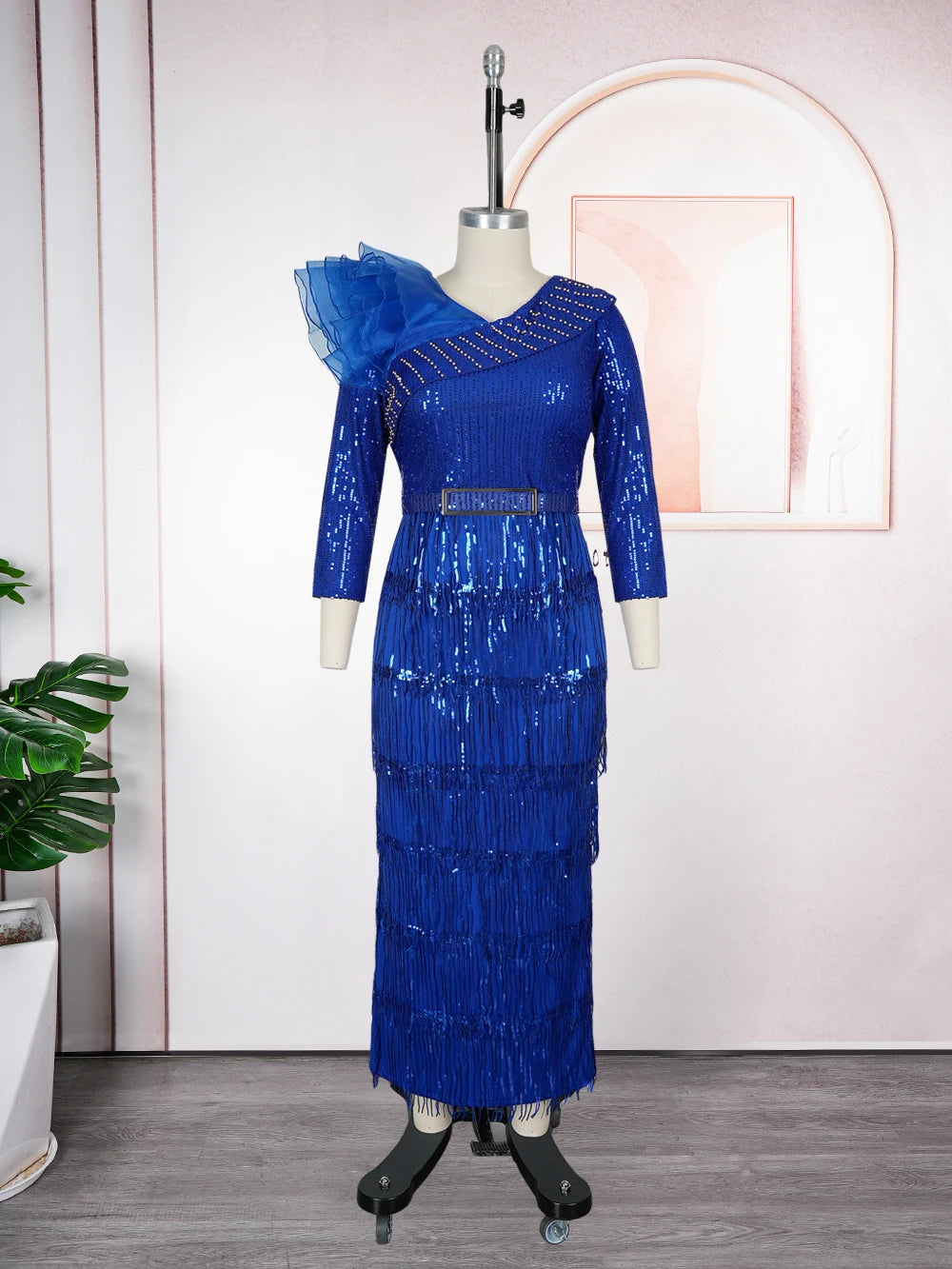 Plus Size African Party Dresses for Women 2025 New Dashiki Tassel Sequin Wedding Evening Gown Elegant Turkey Muslim Maxi Dress