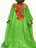 Elegant Bazin Riche Long Dresses with Collar Embroidery, African Ankara Evening Gowns for Wedding, Party, and Special Occasions