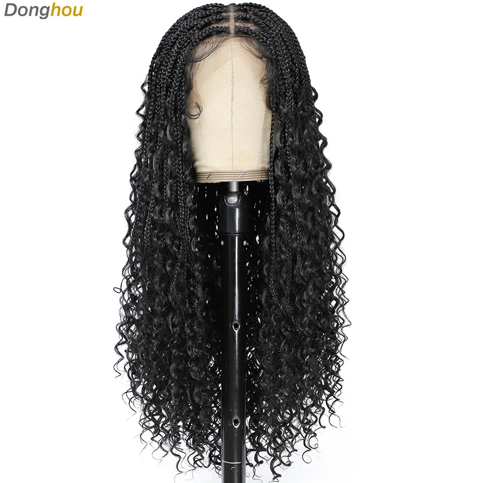 Ombre Boho Knotless Braided Wigs for Black Women 1B T30 Colors Bohemian Box Braids Wigs Perruques Tresses Africaines Naturelles